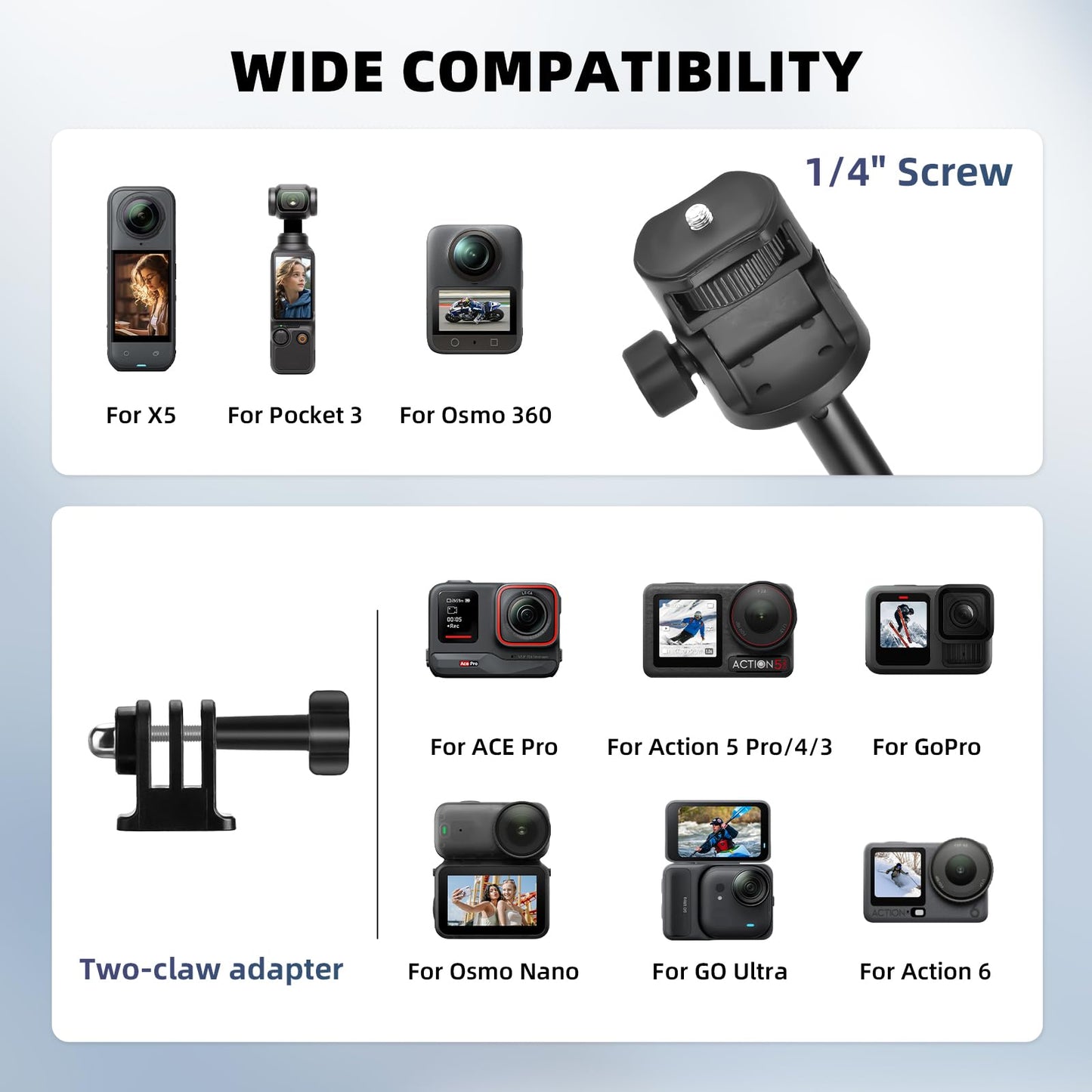 80in Pocket 3 Selfie Stick Tripod for GoPro Action Camera, Extendable Stand Vlog Mount for DJI Osmo Pocket 3 Action 6 5 Pro 4 3 for Xtra Muse