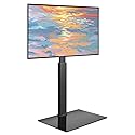 WKWKER Floor TV Stand for 27-65 inch LED Screen Adjustable TV Stand with Mount Swivel Floor Televisions Stand with Tempered Glass Base for Corner