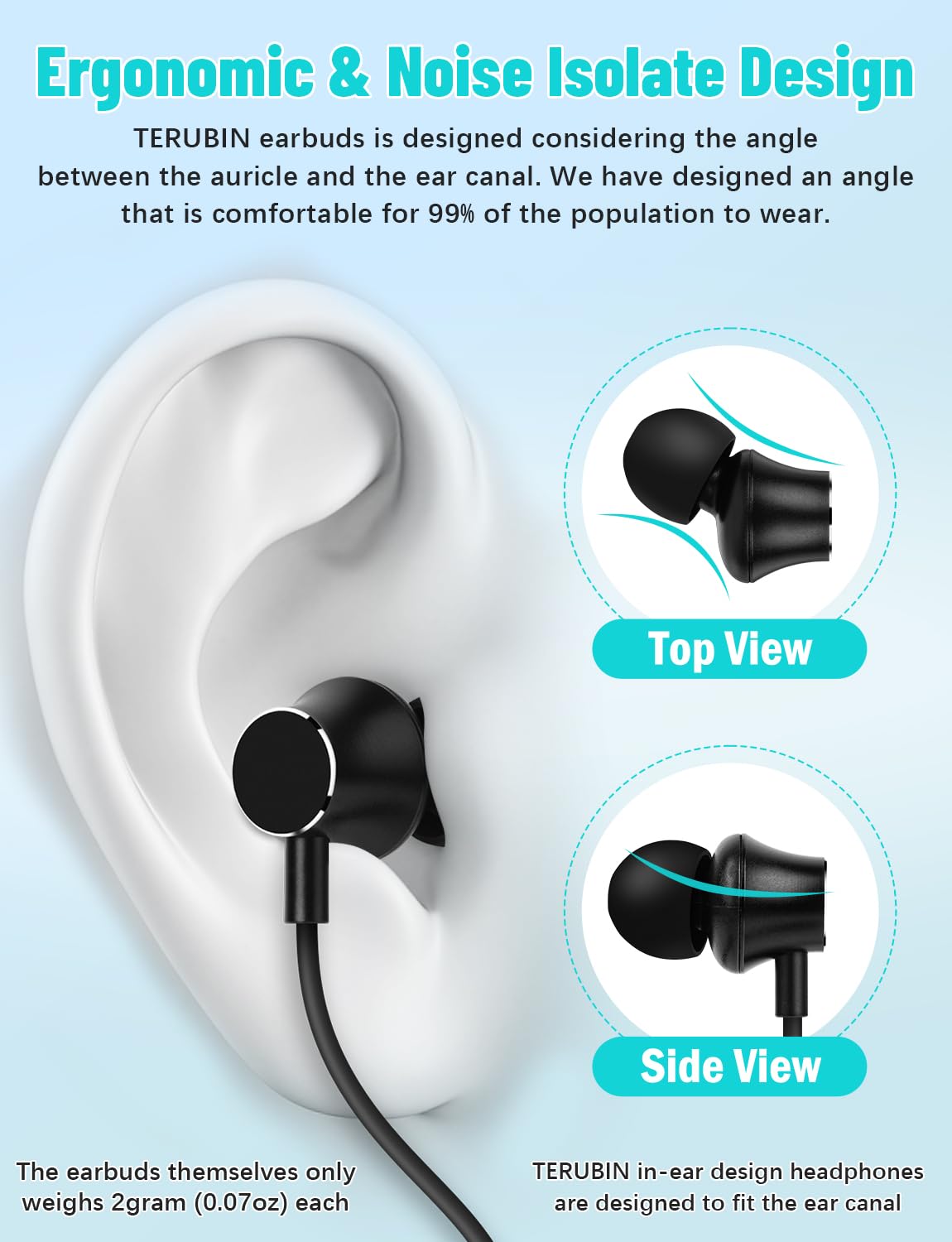TERUBIN Neckband Bluetooth Headphones, 200H Long Playtime Wireless Stereo Neckband Earbuds with Microphone, Waterproof Around The Neck Headphones in