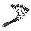 Junfamilee 1Pc 10 in 1 Universal USB Cable, Multiple Universal Charging Cables for Cell Phones Blutooth Earphone Speaker Adapter Cables, Data Cable