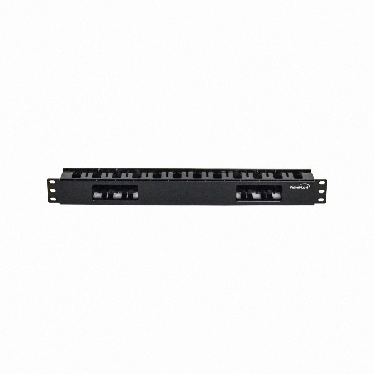 Navepoint 1U Horizontal 19-Inch Rack Mount Cable Management Raceway Duct Panel with Cover Black