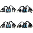 Evertech HD-CVI/TVI/AHD Passive Video Balun with Power Connector and RJ45 CAT5 Data Transmitter BNC Twisted Pair (4 Pairs 8 pcs Megapixel)