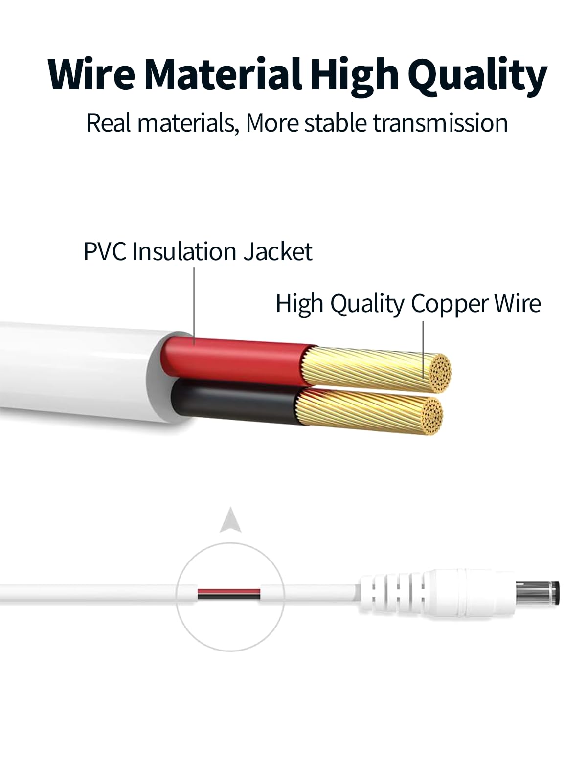 Tonton Power Extension Cable 33Ft 10M 5.5mm x 2.1mm DC 5521 Female to Male Compatible with 12V DC Adapter Cord for CCTV Security Camera System NVR DVR