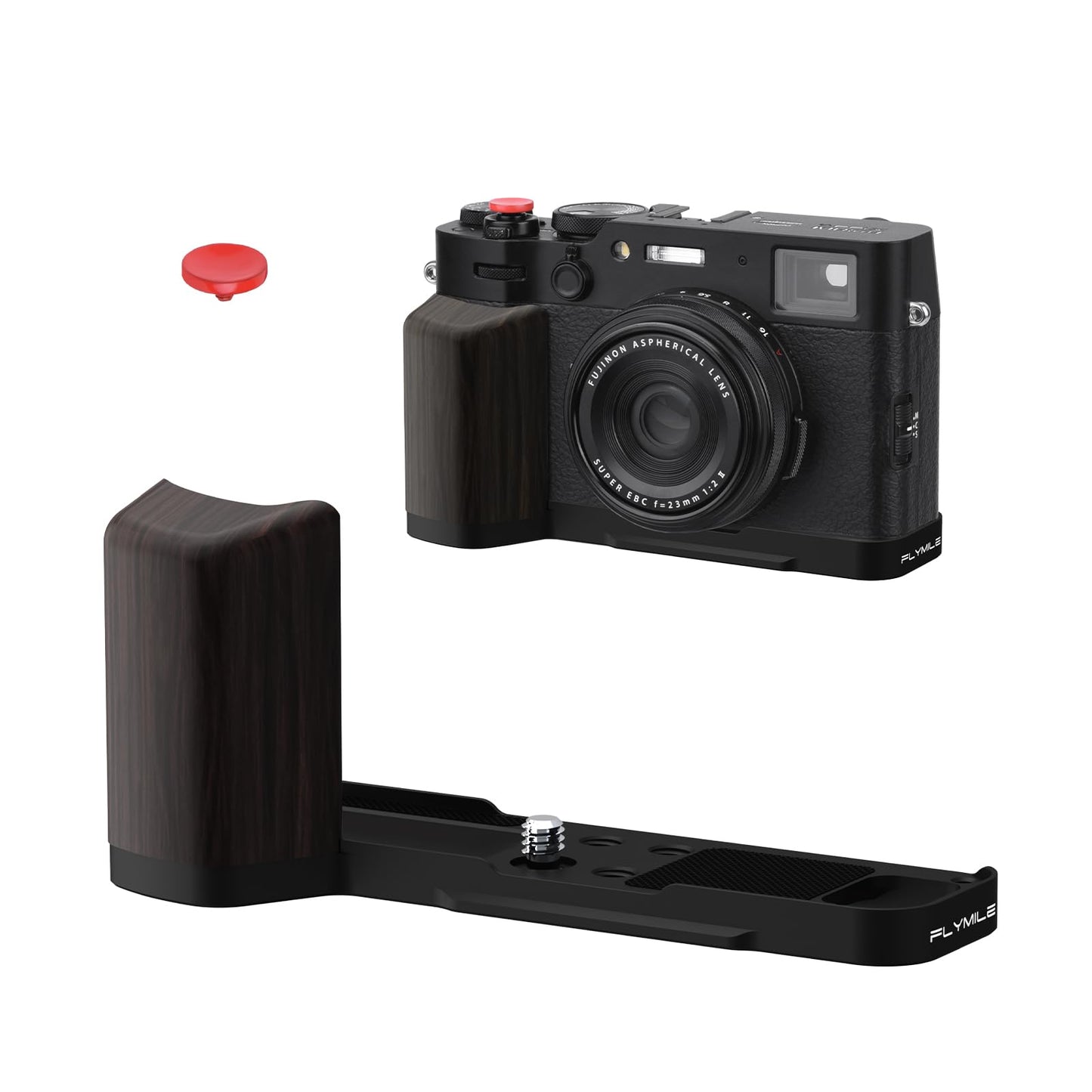 BRDRC Handle Grip for FUJIFILM X100VI, L-Shape Grip Mount with 1/4 Screw Adapter & Arca Quick Release Plate & Shutter Button for Fuji X100VI Camera