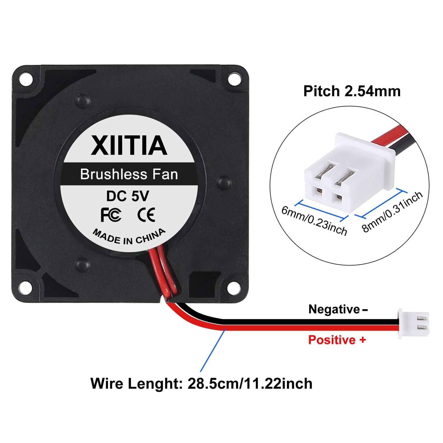 XIITIA 6pcs 4010 5V Turbine Fan 40x40x10mm DC Turbo Fan Bearing Blower Radial Cooling Fans with 2 Pin Terminal for 3D Printer Parts