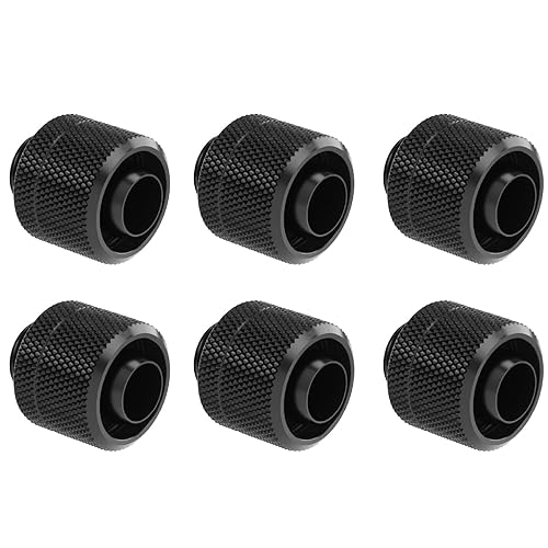 greenDracaena Dracaena.io 6 Pack G1/4" Thread to 3/8" ID, 5/8" OD Compression Fitting for Soft Tubing, Soft Tube Connectors for Computer Water Cooling