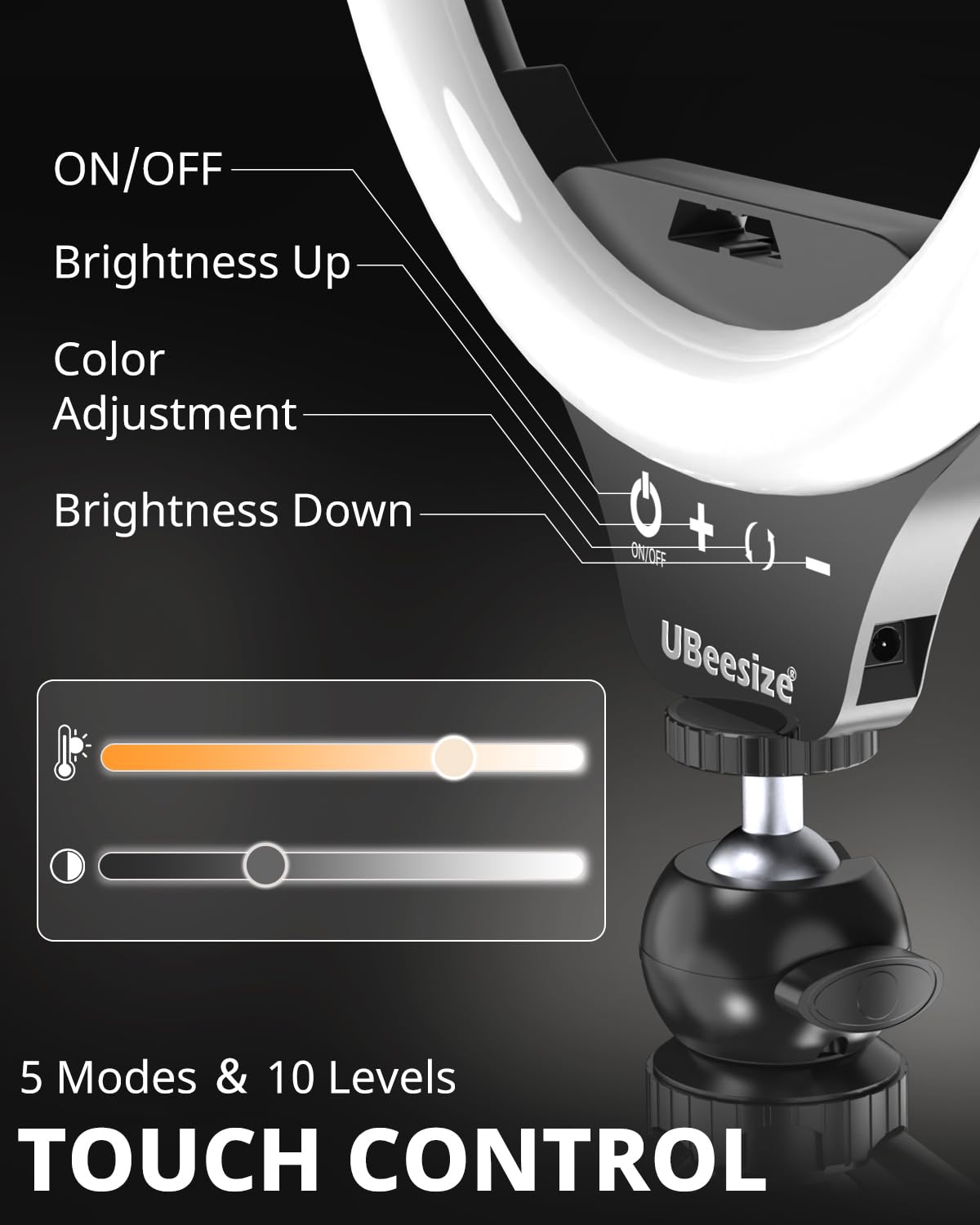 UBeesize 10" Selfie Ring Light with Tripod Stand & Phone Holder, Dimmable LED Ring Light for Makeup, Live Streaming, YouTube, TikTok, Compatible