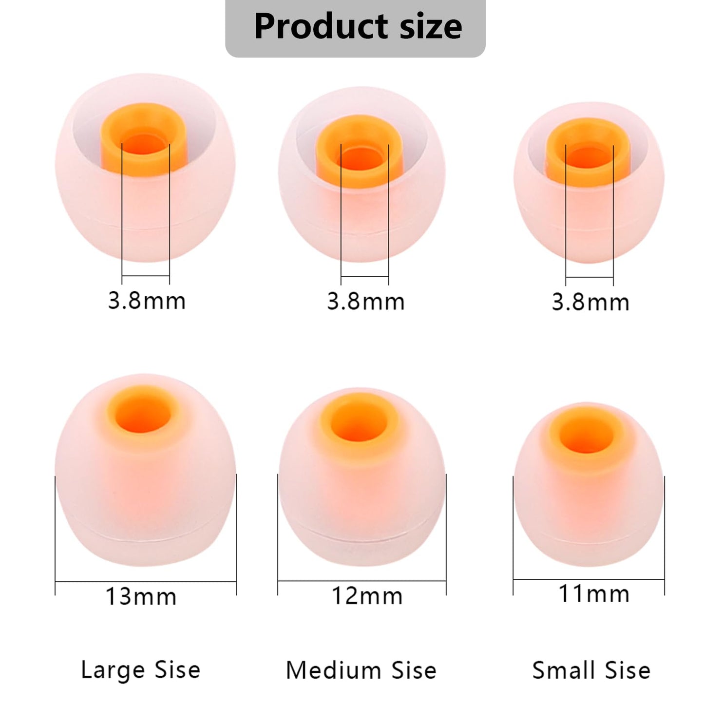 MMYQXI Earbud Replacement Tips Silicone Earbud Tips Earbud Covers Fit for in-Ear Headphones (Inner Hole 3.8mm -5.1mm) Earbud Rubber Tips Eartips 9…
