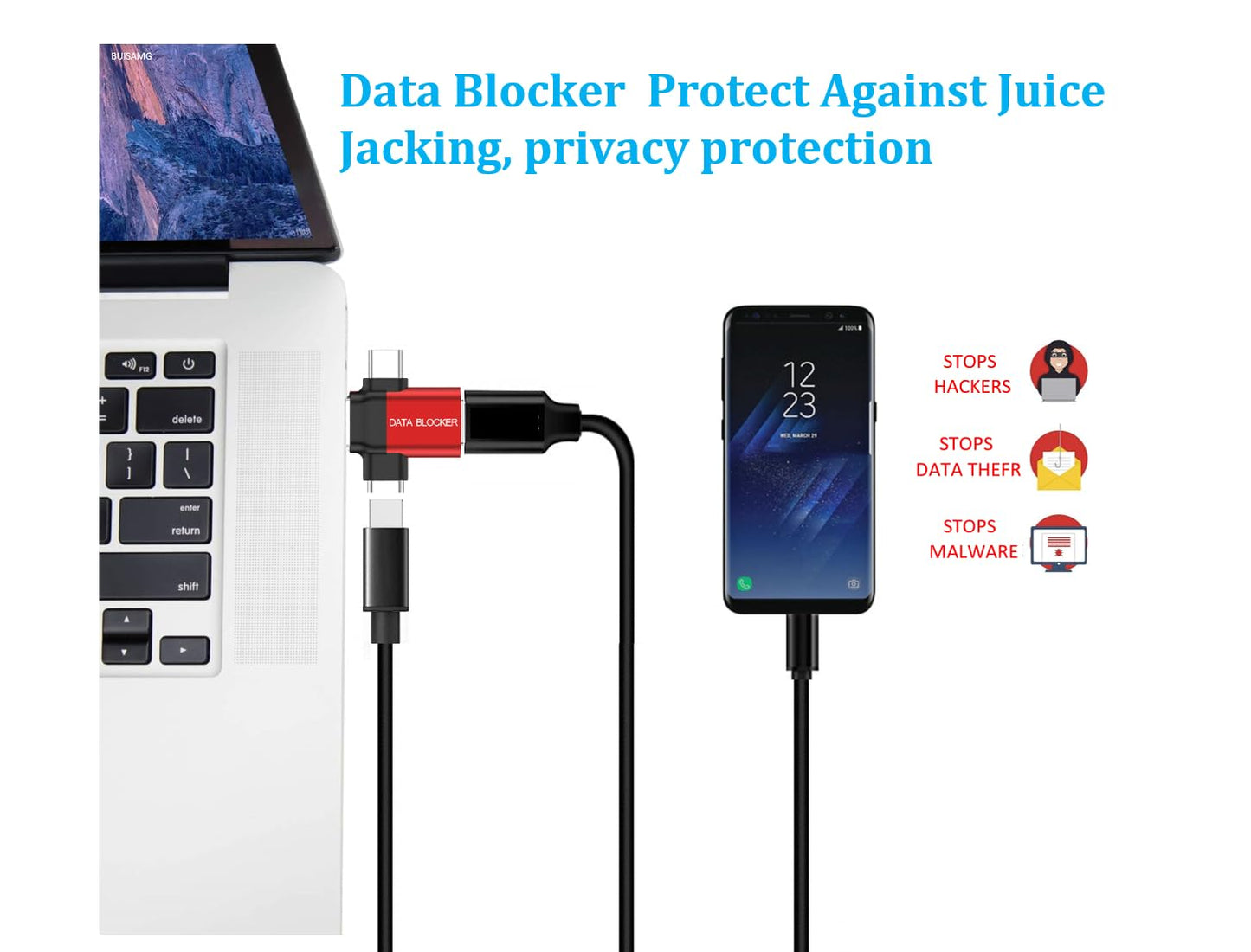 BUISAMG Data Blocker, 4-in-1 Universal USB Data Blocker, Protection from Illegal Downloading, Hacking Proof 100% Guaranteed, for iPhone 15 16 and Any