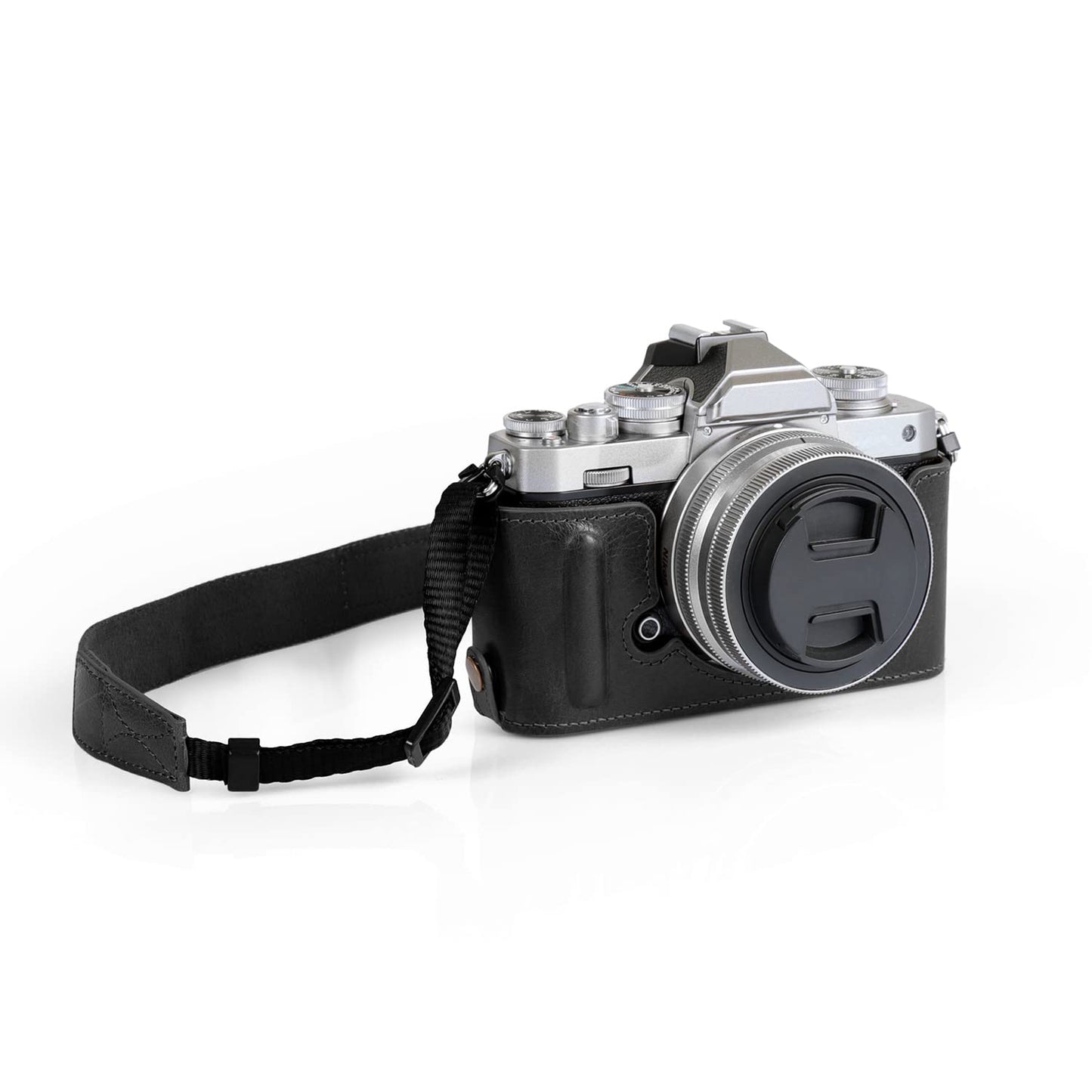 MegaGear MG2016 Ever Ready Genuine Leather Camera Half Case Compatible with Nikon Z fc (Black)