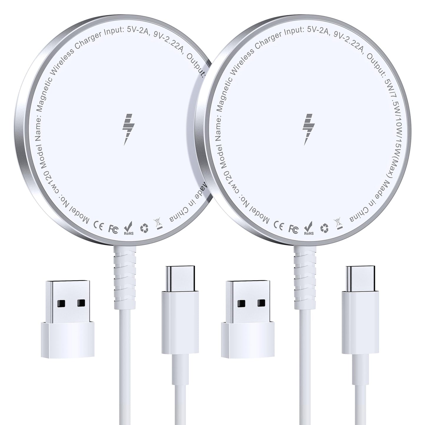 for MagSafe Charger: Magnetic Wireless Charging Pad for iPhone 17 16 15 14 13 12 Series & AirPods 4-2 Pro, Strong Magnet, Aluminum Alloy, USB-C/A