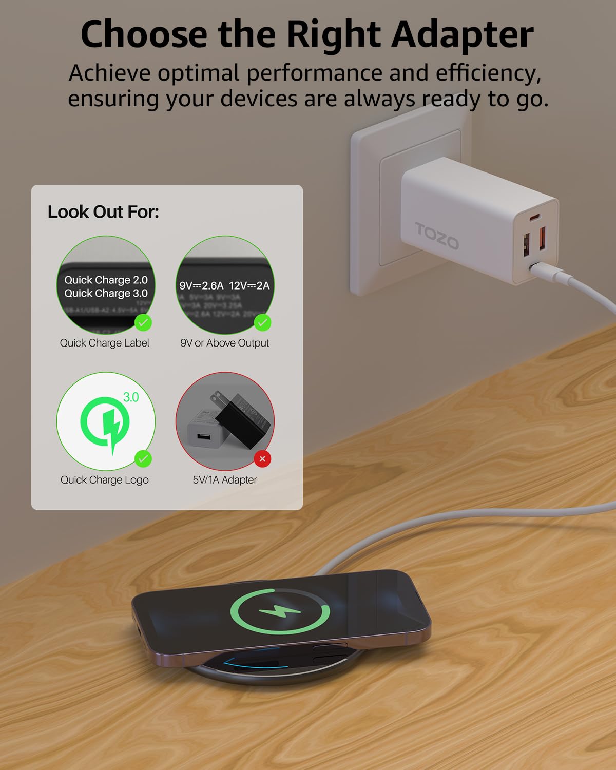 TOZO W1 New Anti-Slip Aircraft-Grade Aluminum Wireless Charger 15W Max Fast Wireless Charging Pad Compatible with iPhone 17/17 Pro/17 Pro