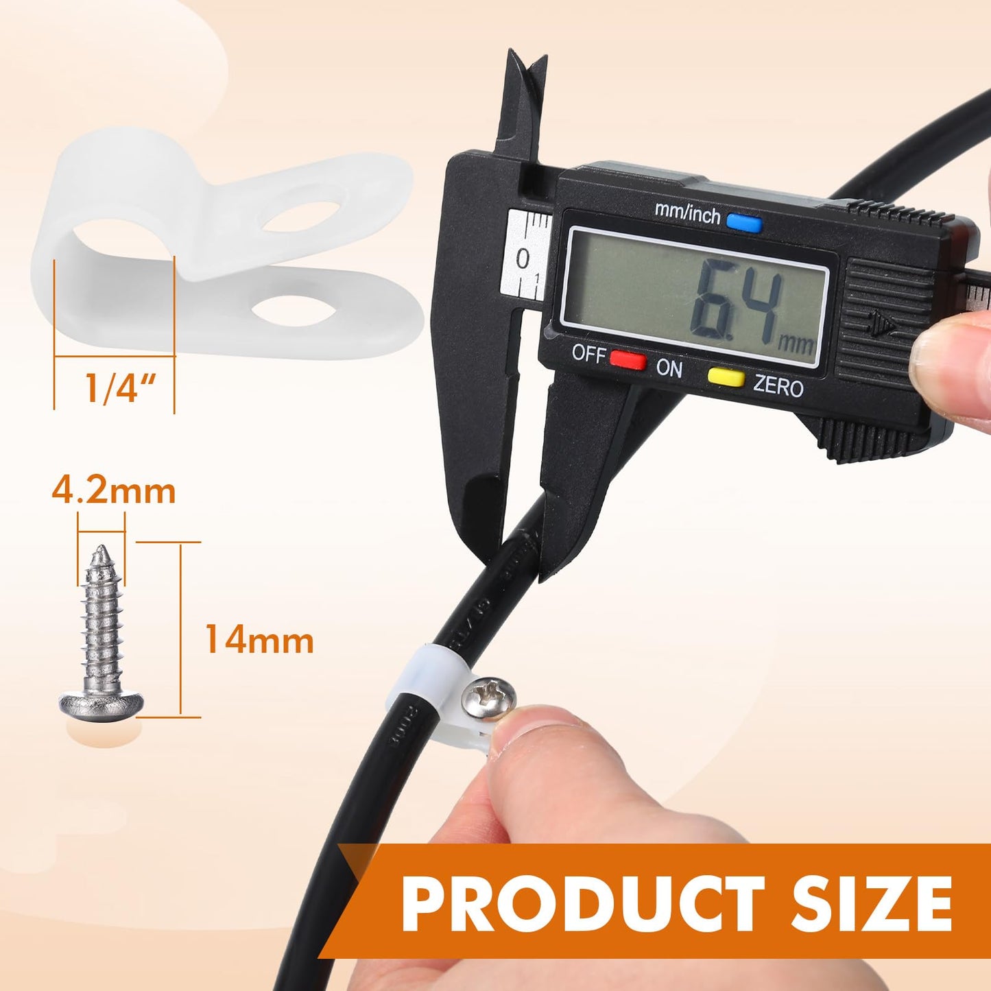Hicarer 100 Pcs R-Type Cable Clips, 1/4" Wire Cable Clamp, Christmas Light Clips, with Screws for Wire Management, White