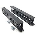 QiaoYoubang 2 Pack 1U 12 Slot Horizontal Rack Mount Cable Management Organizer Plastic 19" Rack Mount with M6 Screws and Cage Nuts (PCMB12S2PC)