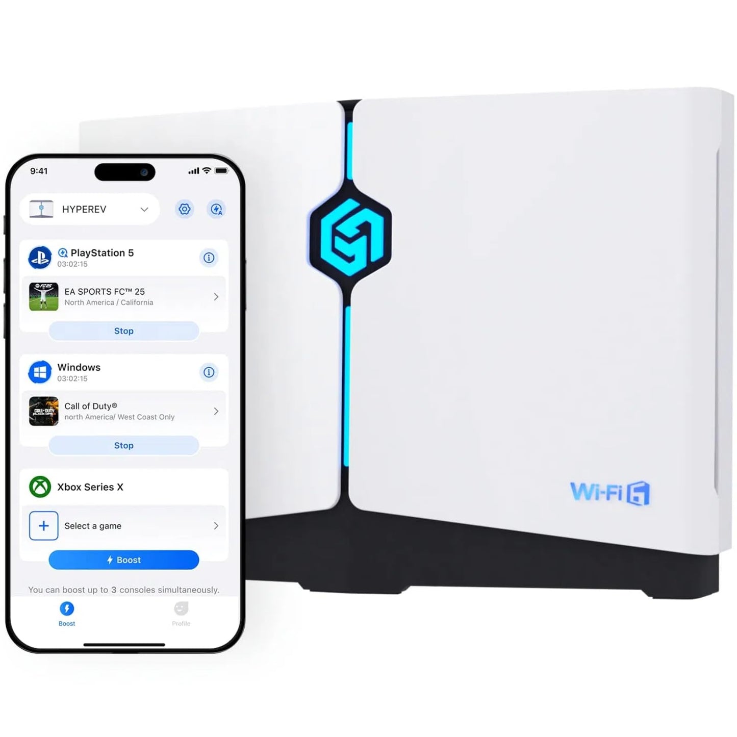GearUP Gaming Router WiFi Booster - Free 90-Day GearUP Booster Subscription, AX3000 WiFi 6 HYPEREV Wireless Router for Console ?