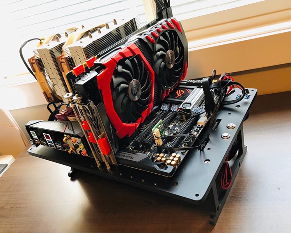 Open Air ITX PC Frame HTPC Water Cooling Test Bench Aluminum Case Bare Overclocking DIY Computer Frame Support Graphics Card Black