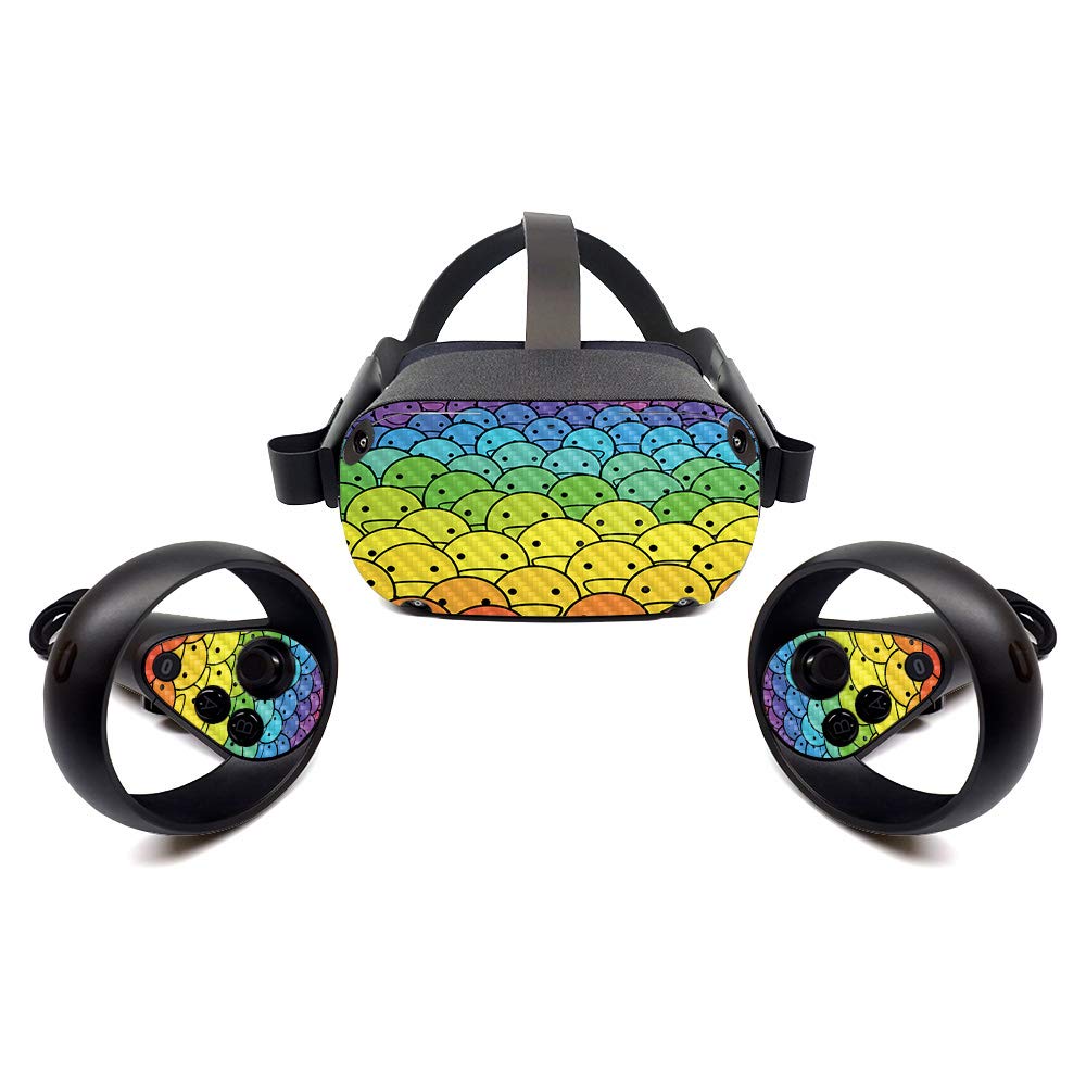 MightySkins Carbon Fiber Skin for Oculus Quest - Happy Faces | Protective, Durable Textured Carbon Fiber Finish | Easy to Apply, Remove, and Change