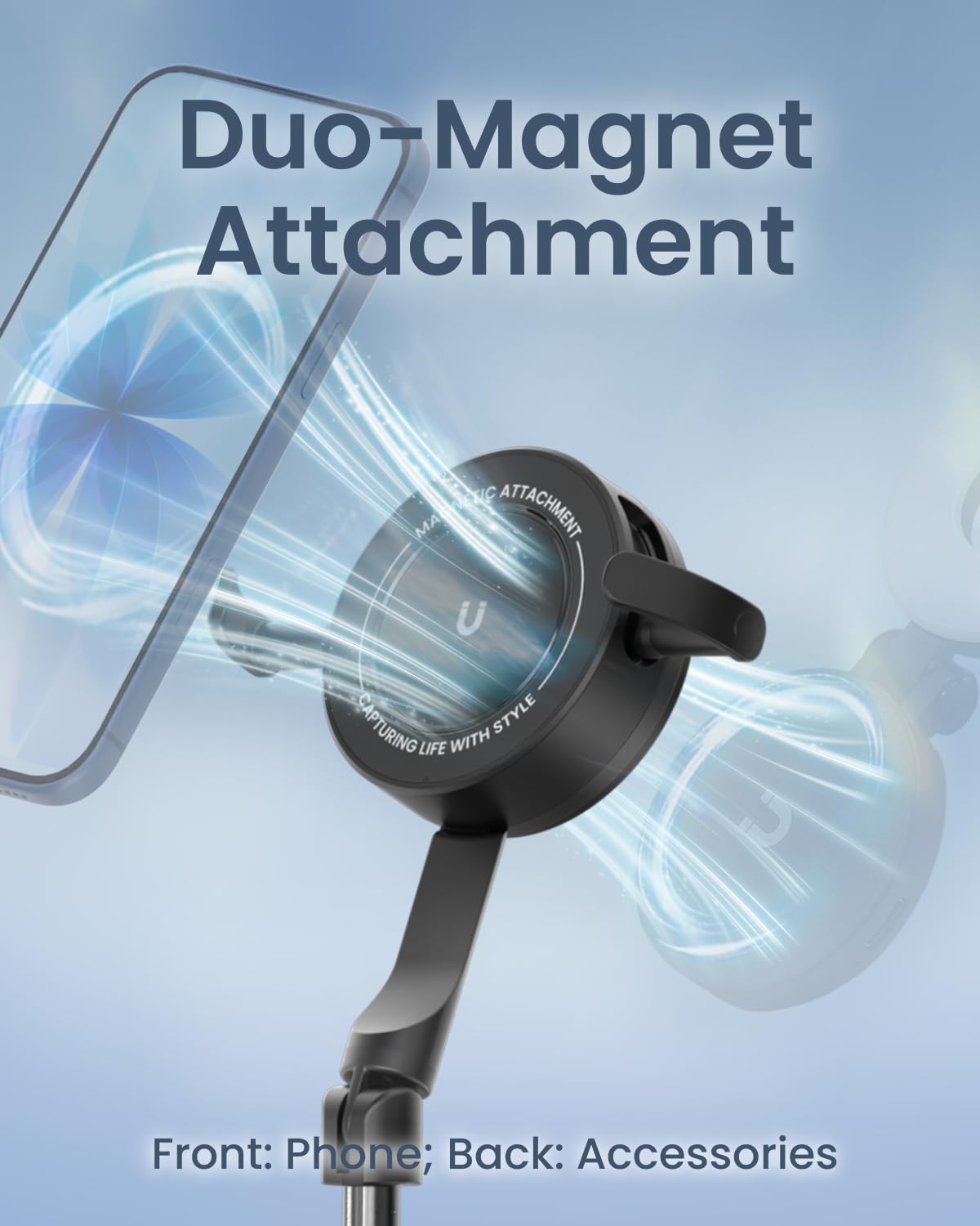 KraftGeek Magnetic Phone Tripod for iPhone, Dual-Sided Mount for MagSafe