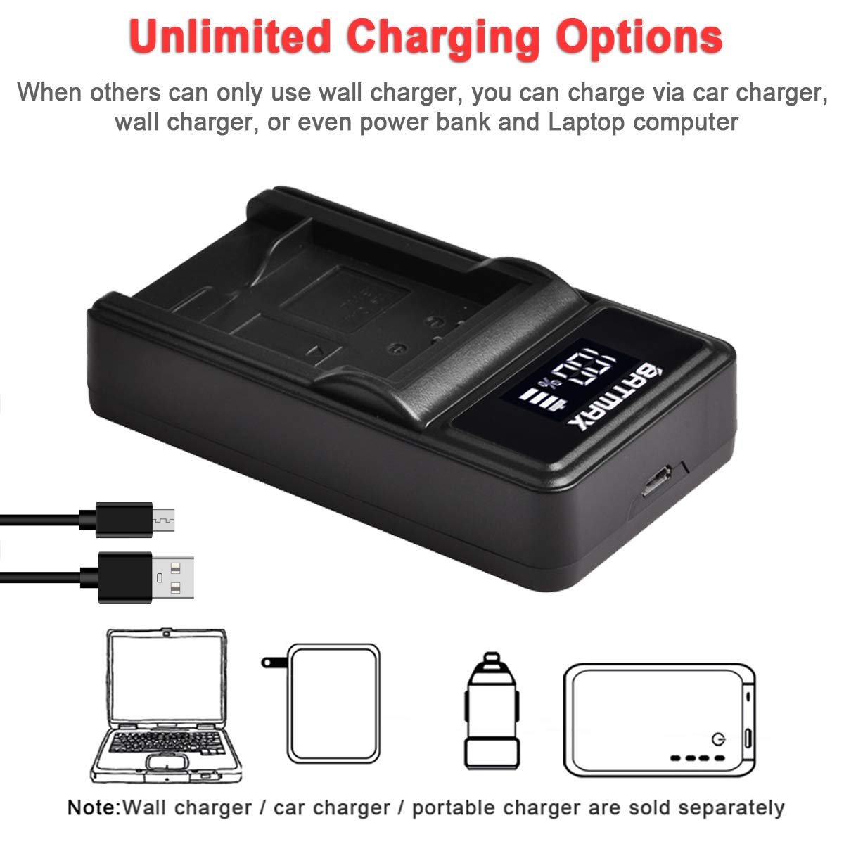 Batmax 2Pcs NB-11L NB-11LH Battery + USB LED Charger for Canon PowerShot A2300, A2400, A2500, A2600, A3400, A3500, A4000, ELPH 190, 180, 170, 160