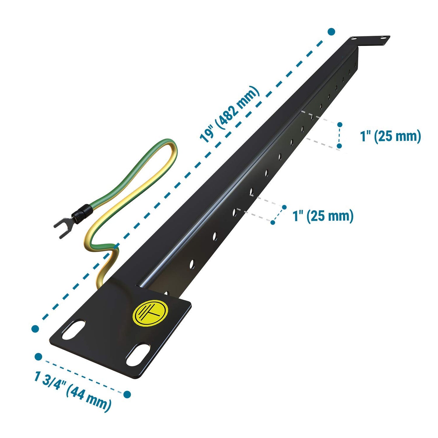 Tupavco TP308 - Server Rack Rail 1U 19" (Front Mount) 16 Screw Slots Capacity (Cold Rolled Steel - Black) for Network Cabinet and Electronics Media