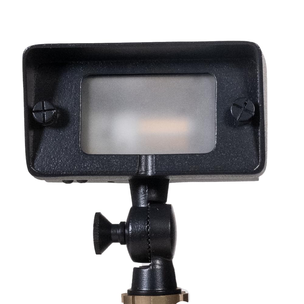 VOLT Gentle Splash Cast Brass 12V Flood Light (Black) with 3W 2700K Warm White G4 LED Bulb for Low Voltage Landscape Lighting of Outdoor Wall, Garden