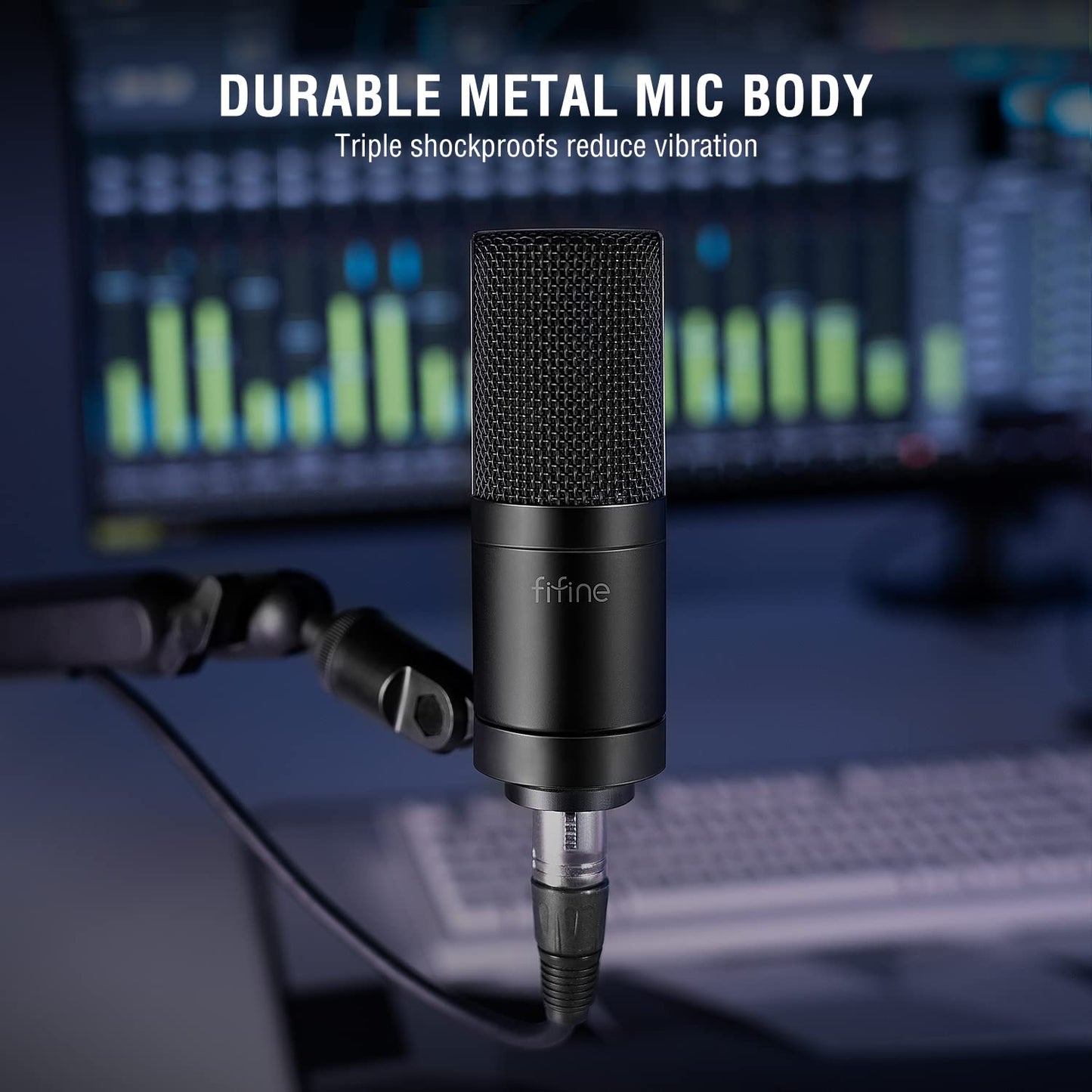 FIFINE XLR Microphone, Condenser Podcast Mic for Recording, Vocal, Voice-Over Streaming, Podcast, Singing, Cardioid Studio Microphone, Metal Material