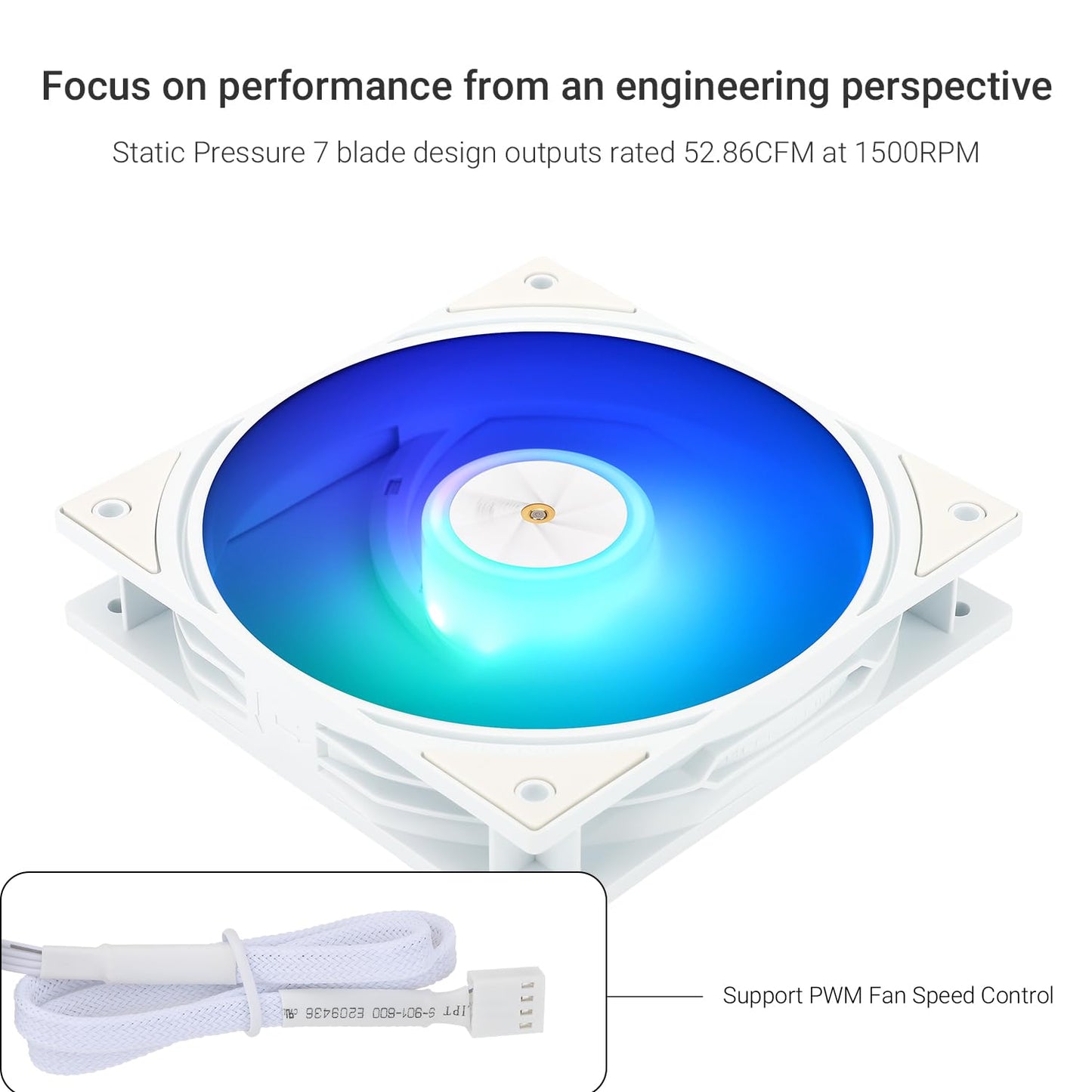 Thermalright TL-P12W-S CPU Case Fan,White ARGB Computer Fan PWM PC, 12cm Specifications Silent Cooler, 1500RPM Speed