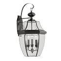 Livex Lighting 2351-04 Monterey 3 Light Outdoor Black Finish Solid Brass Wall Lantern with Clear Beveled Glass