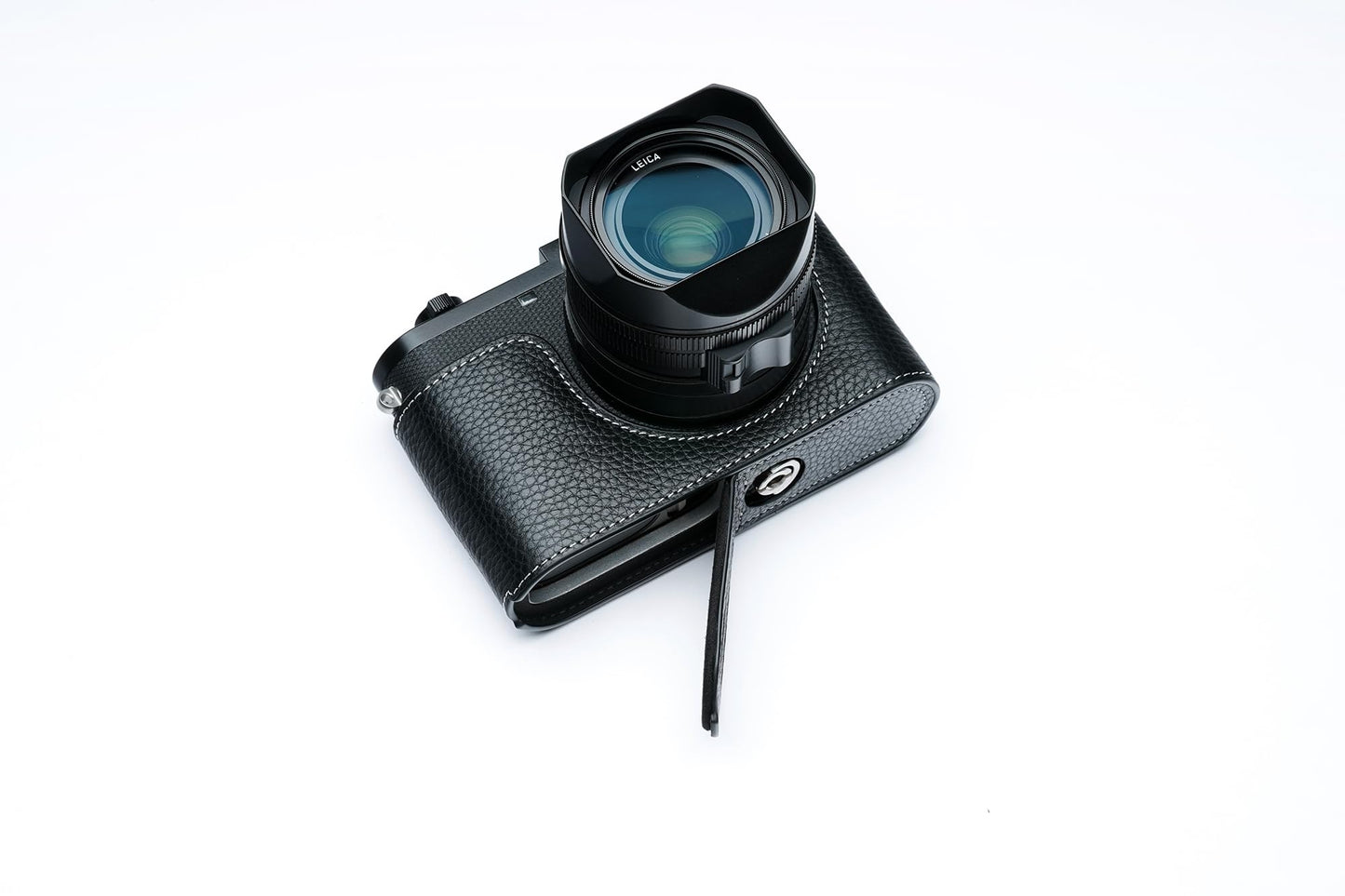 Camera Case for Leica Q3, BMAOLLONGB Handmade Genuine Real Leather Half Camera Case Bag Cover for Leica Q3 Camera Bottom Opening Version + Hand Strap