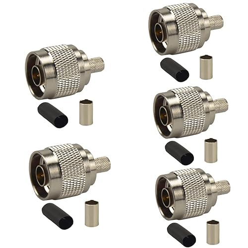 RFIOTASY N Type Male Plug Connector Crimp for RG8X RG-8X LMR240 and Mini-8 Cable Pack-5
