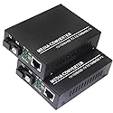 XMSJSIY Fiber Ethernet Media Converter, Single-Mode 10/100Base-TX to 100Base-FX, RJ45 to SC, Fiber Transceiver Up to 25KM (1 Pair)