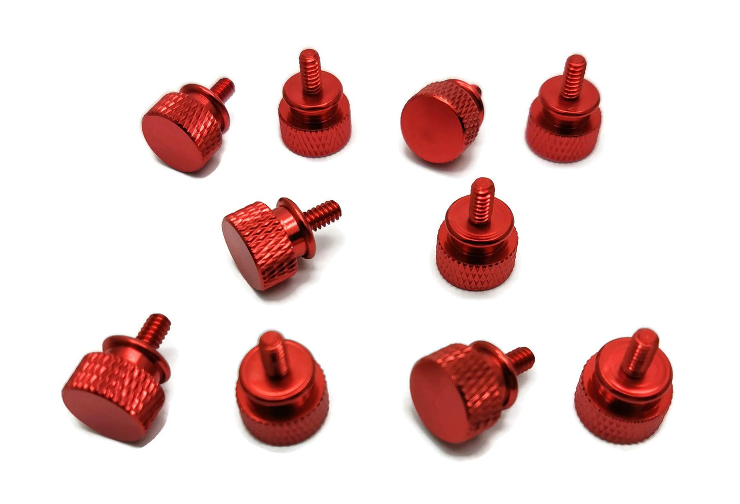 Primeonly27 10x Anodized Aluminum Computer Case Thumbscrews 6-32 Thread for Computer Cover Power Supply Hard Drives DIY RED