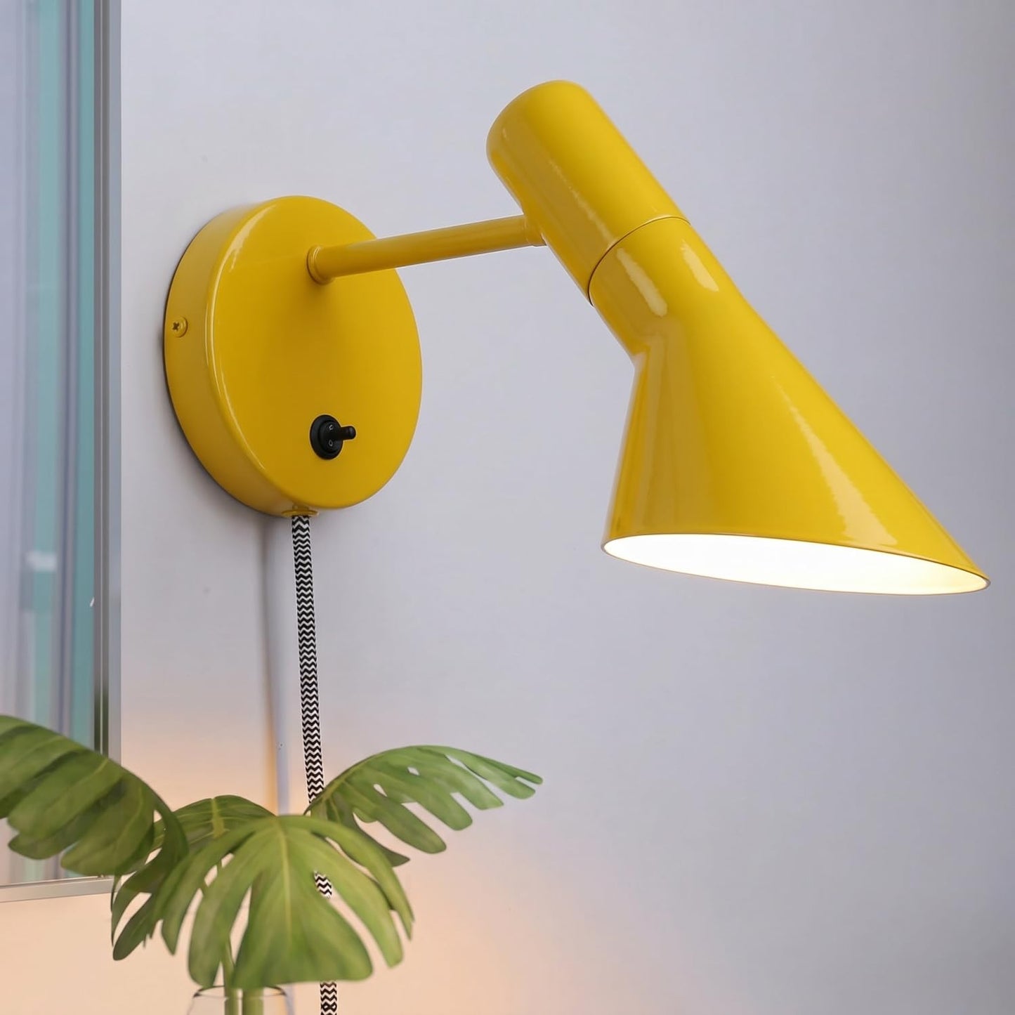 COSYLUX Vintage Plug in Wall Sconces, Industrial Rotatable Swing Arm Wall Lamp with Switch, Wall Mounted Light Fixtures Reading Lamp for Bedside