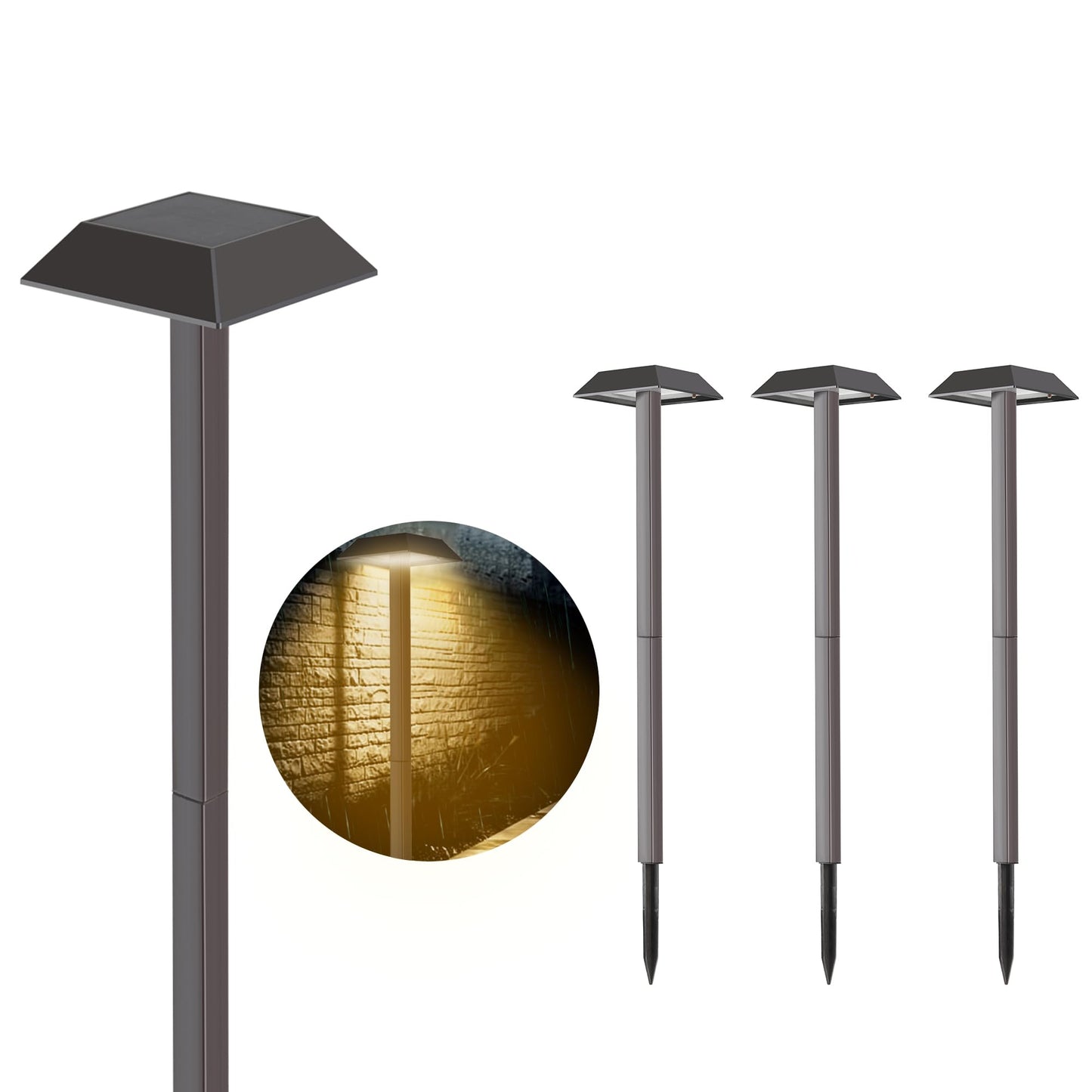 Super Bright 300 Lumens Solar Pathway Lights Outdoor, 2 Lighting Color Modes Warm White & Daylight, Waterproof Landscape LED Lighting for Walkway