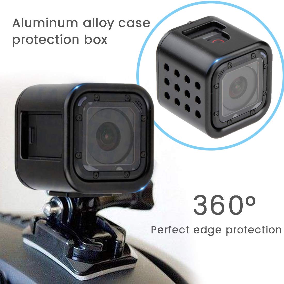 CNC Aluminum Alloy Housing Sport Camera Shell Box Frame Mount Prevent Overheating Case for GoPro Hero 5 Session/Hero 4 Session(Black)