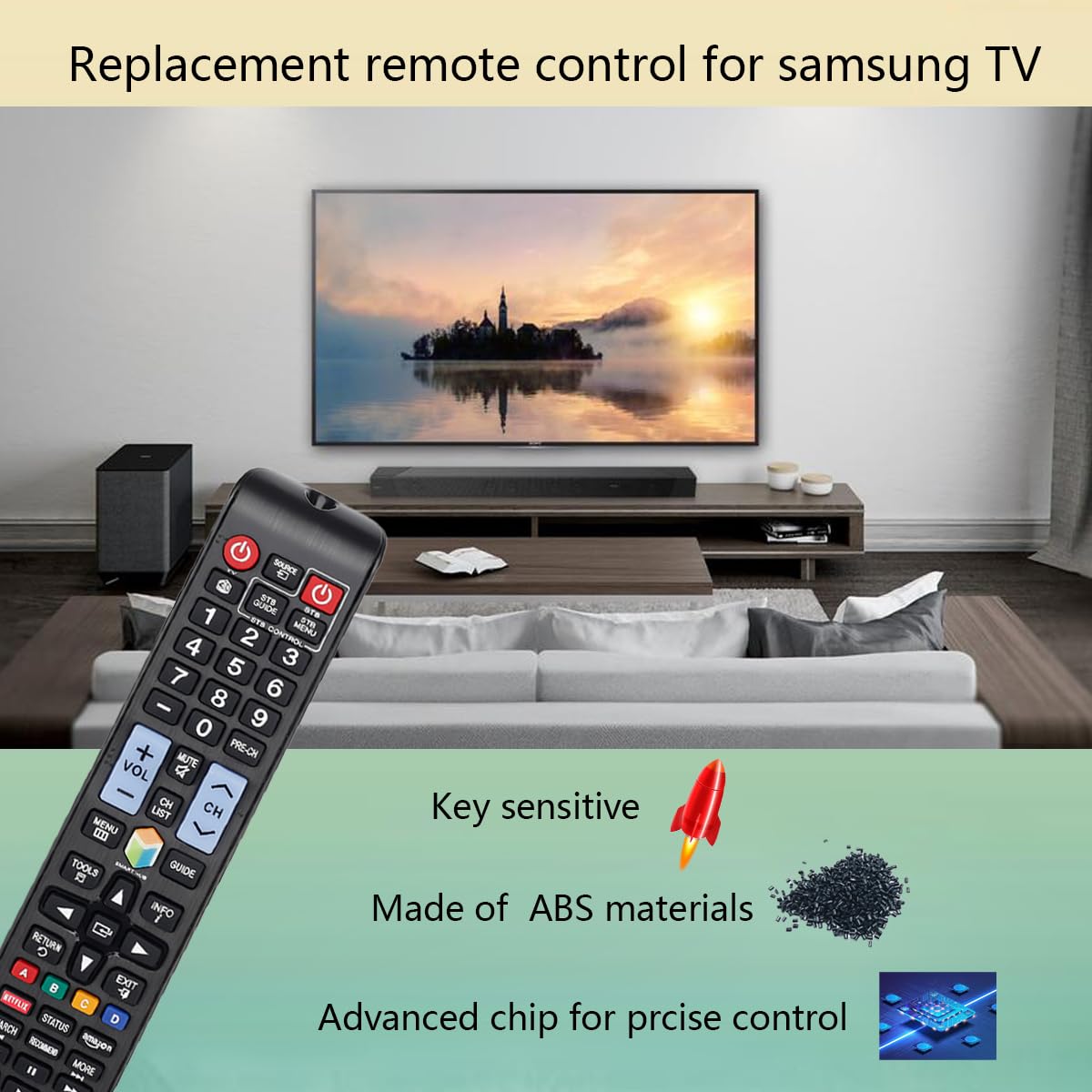 Universal Remote Control Replacement for Samsung Smart TV UN50F6300AF UN50F6350AF UN55F6300AF UN55F6350AF UN55F8000BF UN55F9000AF UN60F6300AF