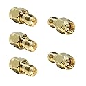 SMA to RP-SMA Adapter, 5 Pack Male Pin to Female Pin Connector for LTE Router, WiFi Antennas, FPV Drones, Camera