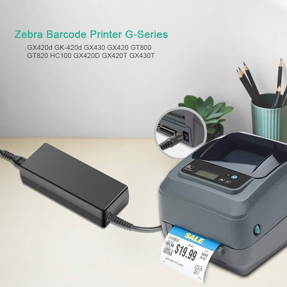 HKY 24V AC Charger for Zebra Barcode Printer ZD410 ZD420 ZD500 ZD510 ZD620 FSP100RDB ZP450 ZP500 GX430 GX430d GX430T GX420 GX420d GX420t GK420D…