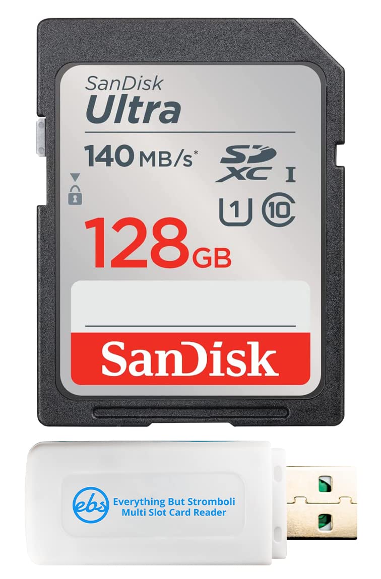 SanDisk 128GB Ultra SD Memory Card Works with Sony EOS R100 and Fujifilm X-S20 Mirrorless Cameras (SDSDUNB-128G-GN6IN) U1 C10 Bundle with (1)