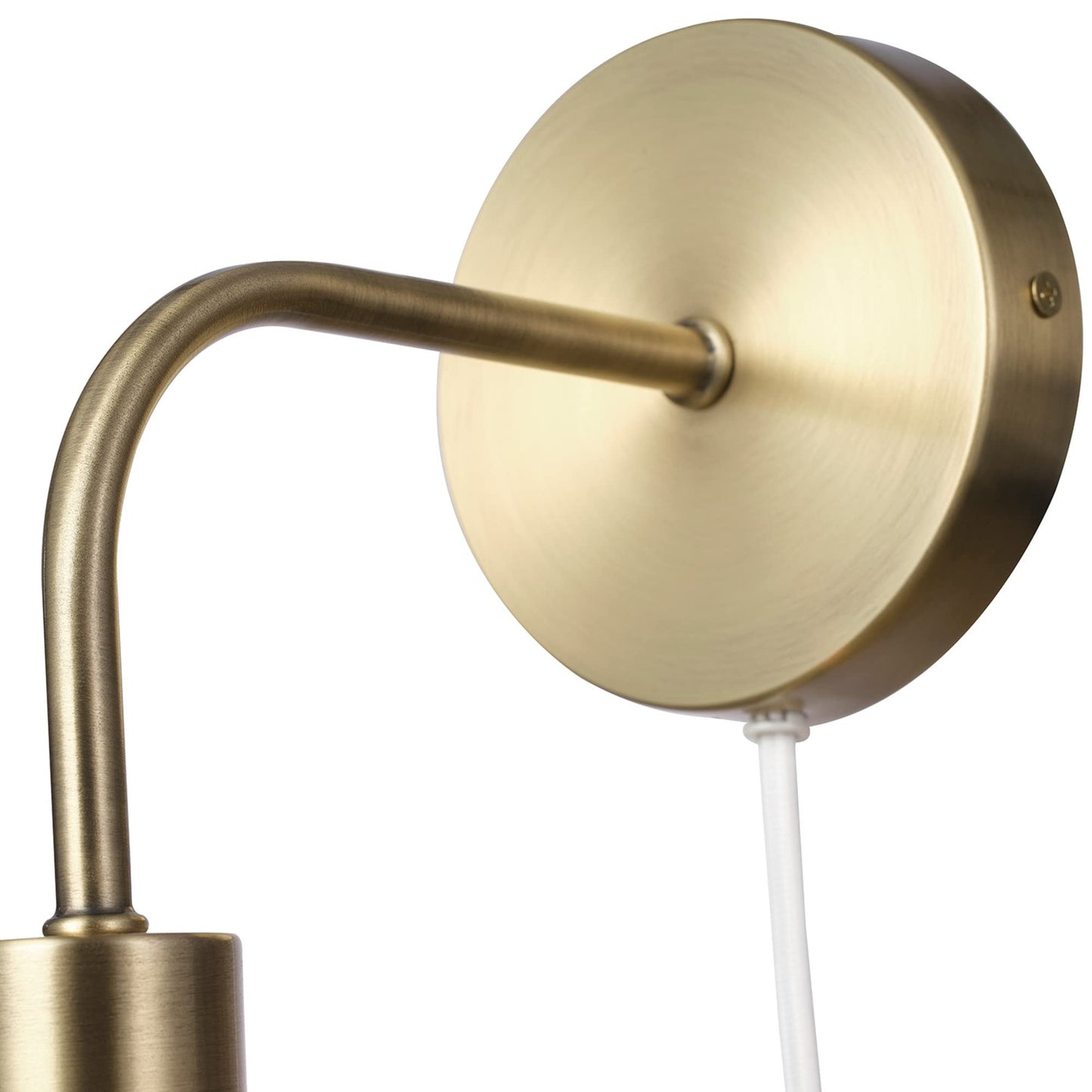 Globe Electric 52111 Holden 1-Light Long Arm Plug-in or Hardwire Wall Sconce, Matte Brass, Bulb Not Included