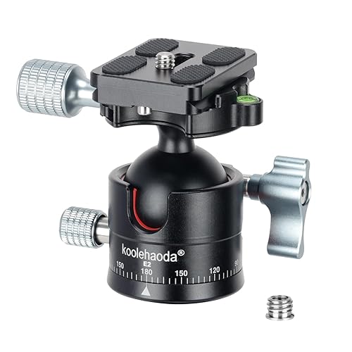 Koolehaoda Tripod Head Low Profile Ball Head, ?36mm Metal Panorama Ball Head with 1/4" Screw Arca Swiss Quick Release Plate for DSLR Camera Tripod