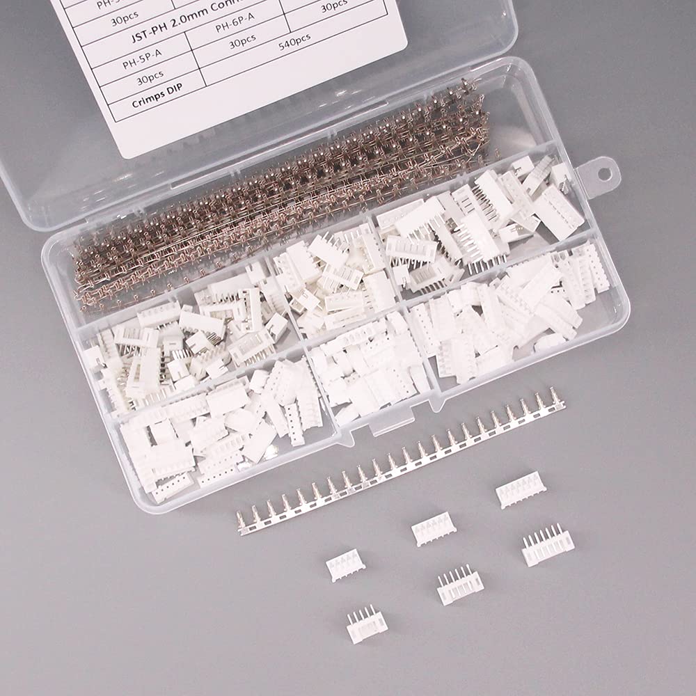 RFaha 720pcs JST-PH Kit 2.0mm 5/6/7 Pin Female Head Plug JST PH Adapter Housing Connector Cable Socket Male Female Crimp DIP Kit(PH#5-7)