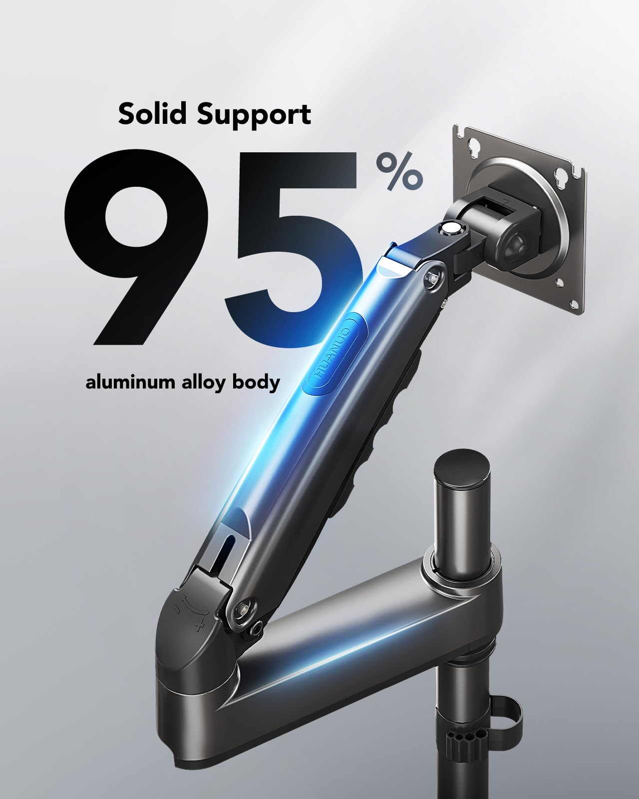 HUANUO Single Monitor Arm, Adjustable Desk Mount for 13-34 inch Screens, Holds 19.8lb, 22.44 inch Max Height, Full Motion Swivel Gaming Monitor Stand