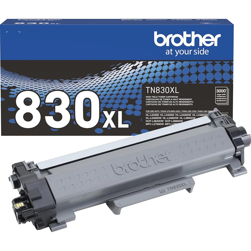 Brother Genuine TN830XL Black High-Yield Toner Cartridge, Up to 3,000-Page Yield, for HL-L2460DW, MFC-L2900DW, MFC-L2820DW, HL-L2420DW, Bundle