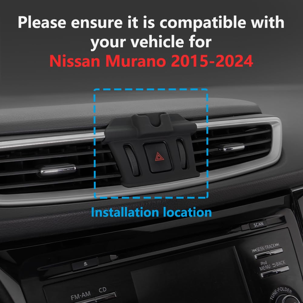 Zchan Car Phone Holder Mount for Nissan Murano 2015-2024 Car Accessories Car Mount 360°Rotation for Car Phone Holder Magnetic Hands Free Compatible