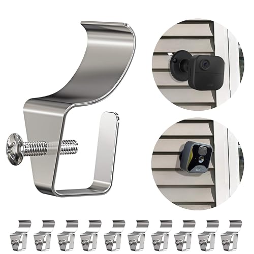 Hibezos 12 Pack Vinyl Siding Clip Hooks for All-New Outdoor Camera, No-Hole Needed Outdoor Siding Hanger Mounting for Home Security Camera, Vinyl