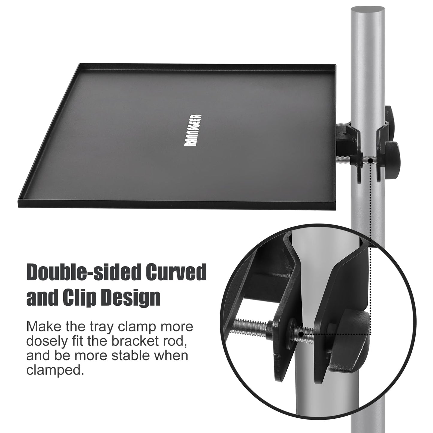 Rannsgeer Steel Tray for Microphone Stand Clamp-On (10.8 X 7.8)