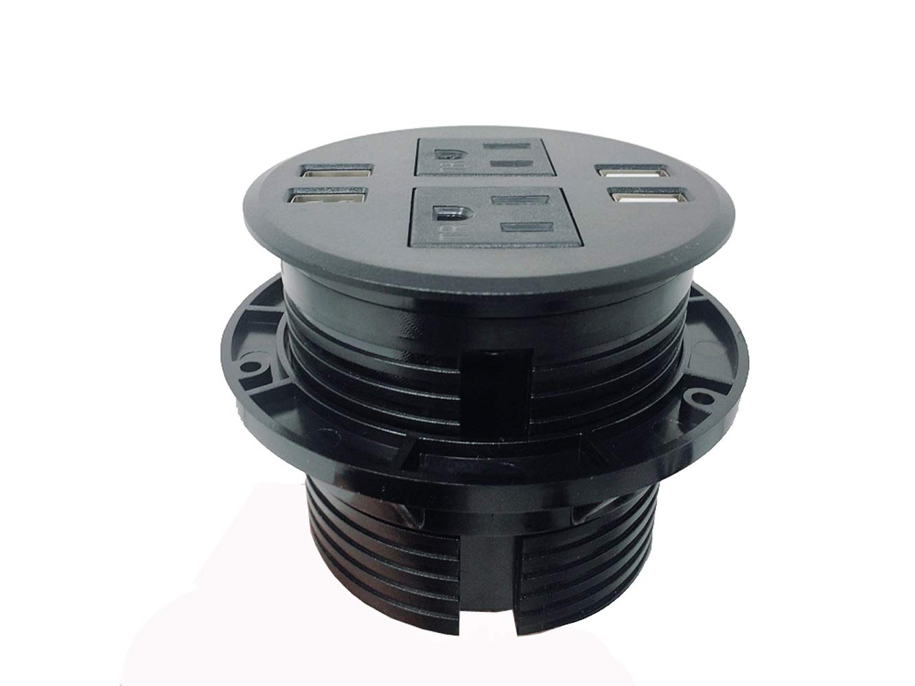 Desktop Power Grommet Outlet Data Center 3" Hole No Drilling Required, 3 Outlet W/ 1 Type-C Fast Charging/3 USB Ports (DC-8889-4 USB/3 Power-3"