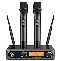 voijump Wireless Microphone System, Metal Dual UHF Cordless Mics Handheld Microphone, Professional Wireless Mic Set for Karaoke, Party, Church