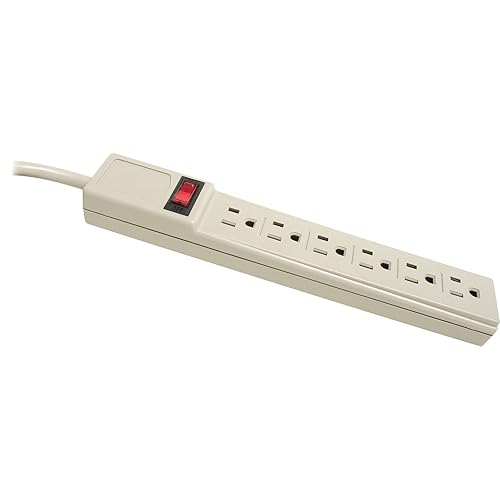 Compucessory Products - Power Strip, 6 Outlet, Built-in Circuit Breaker, 15' Cord, Gray - Sold as 1 EA - Six-Outlet Power Strip Features a Built-in